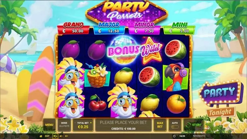Main Screen Reels -  Party Parrots Greentube  