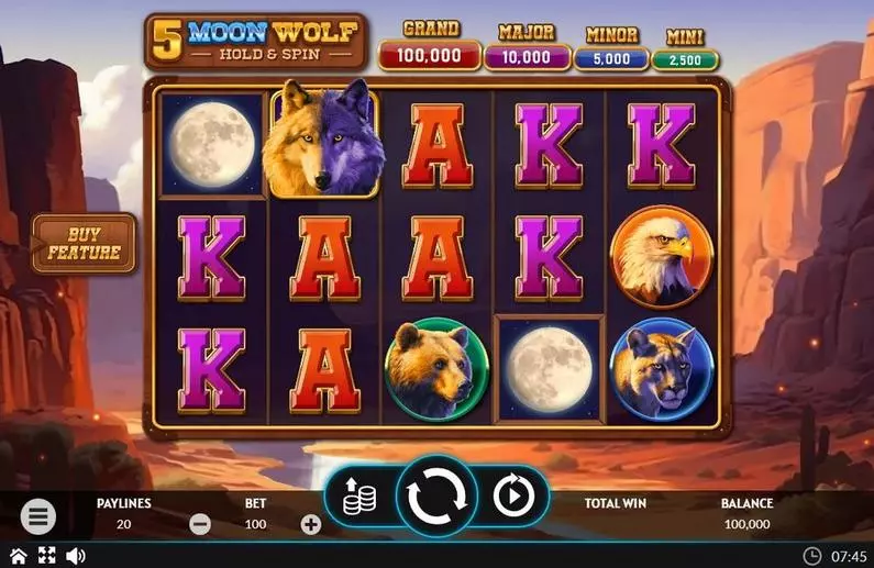 Main Screen Reels - 5 Moon Woolf Apparat Gaming  