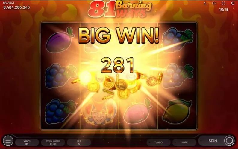 Winning Screenshot - 81 Burning Ways Endorphina Fixed Lines 