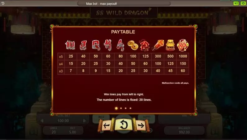 Info and Rules - 88 Wild Dragons Booongo 3D Slot 
