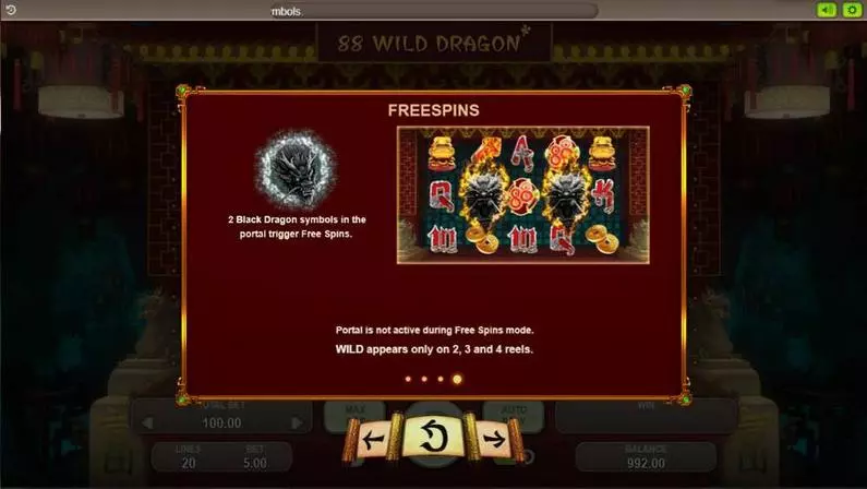 Free Spins Feature - 88 Wild Dragons Booongo 3D Slot 