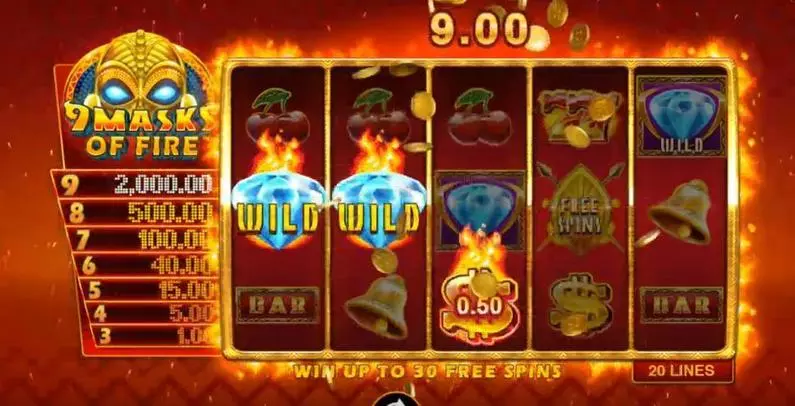 Main Screen Reels - 9 Masks of Fire Microgaming  