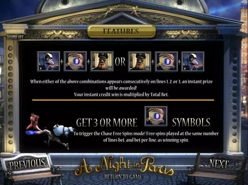 Info and Rules - A night in Paris BetSoft Bonus Round ToGo TM