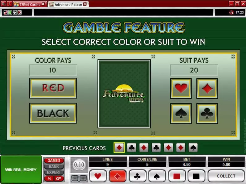 Gamble Screen - Adventure Palace Microgaming Video 