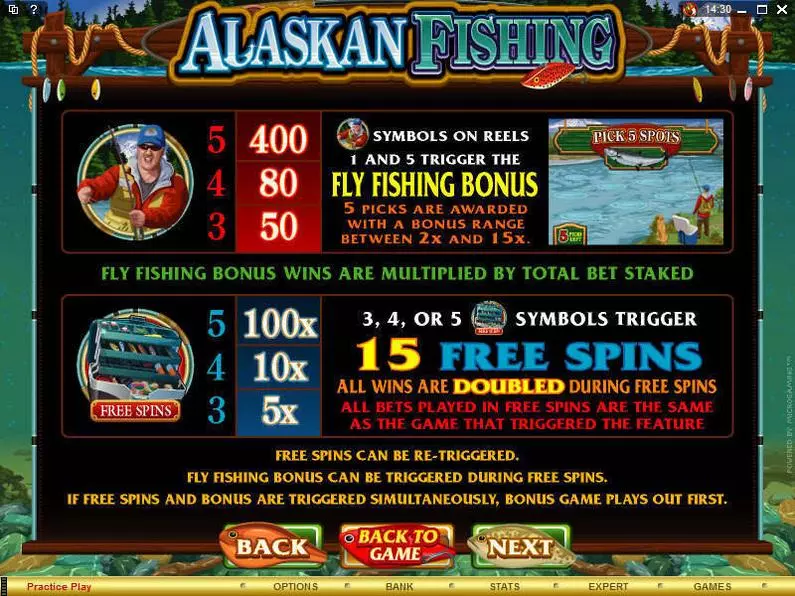 Info and Rules - Alaskan Fishing Microgaming Video 