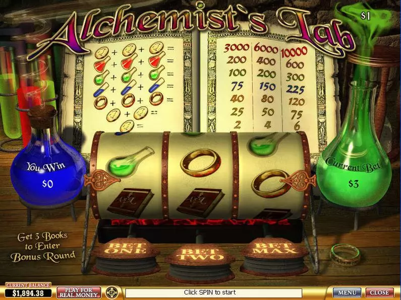 Main Screen Reels - Alchemists Lab PlayTech Classic 