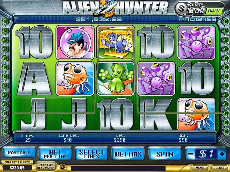 Main Screen Reels - Alien Hunter PlayTech Extra Bet 