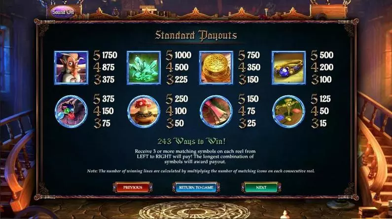 Info and Rules - Alkemor's Tower BetSoft 3D Slot ToGo TM