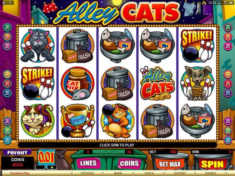 Main Screen Reels - Alley Cats Microgaming Coin Based 
