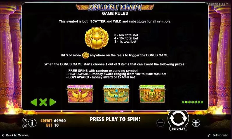 Bonus 1 - Ancient Egypt Pragmatic Play  