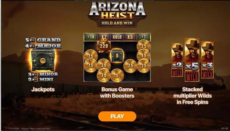 Introduction Screen - Arizona Heist - Hold and Win Playson  