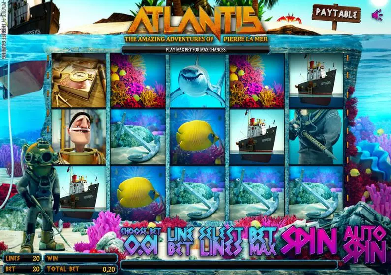 Main Screen Reels - Atlantis Sheriff Gaming 3D Slot 