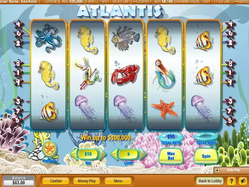 Main Screen Reels - Atlantis NeoGames Video 