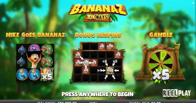 Info and Rules - Bananaz 10K Ways ReelPlay Buy Bonus 