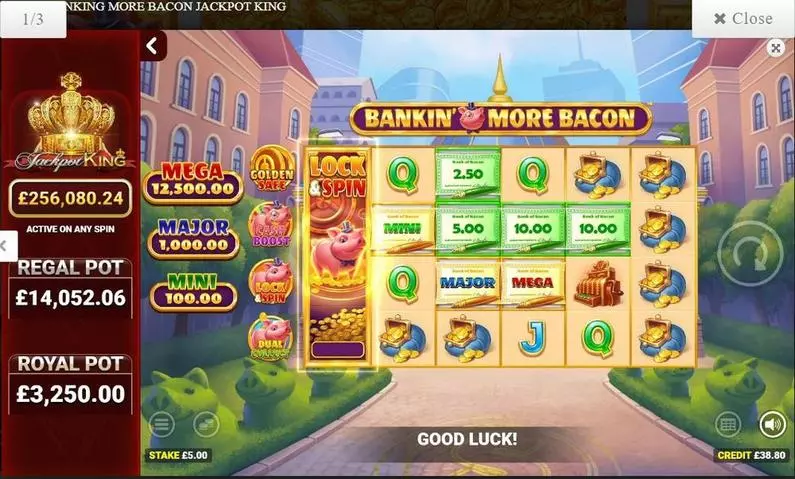 Introduction Screen - Bankin' more bacon Jackpot King Blueprint Gaming  