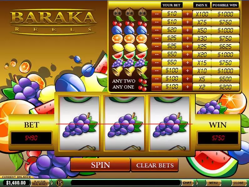 Main Screen Reels - Baraka Reels PlayTech Fixed Odds 