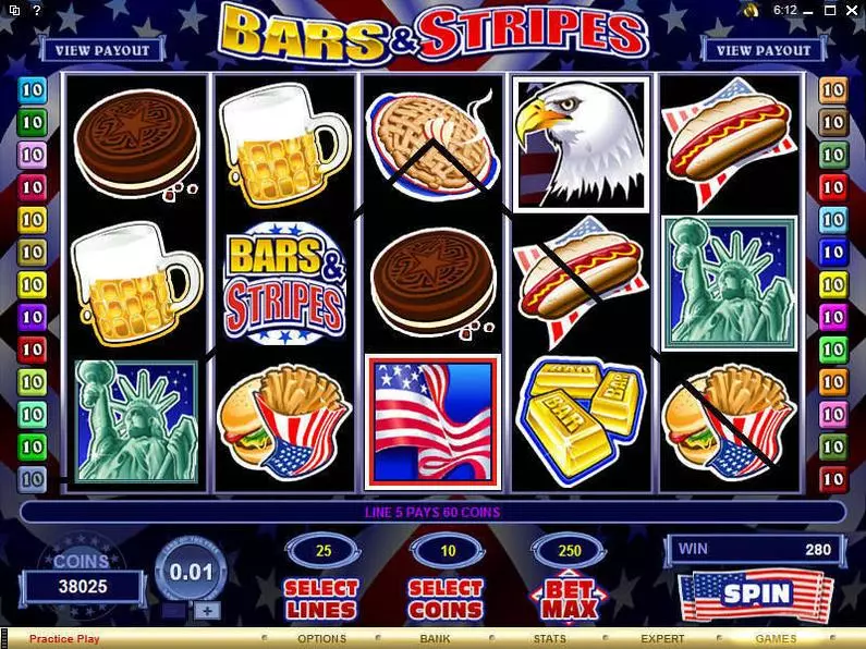 Main Screen Reels - Bars and Stripes Microgaming Coin Based 