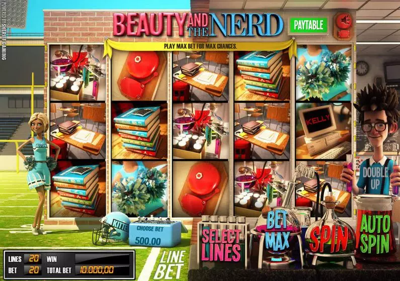 Main Screen Reels - Beauty and the Nerd Sheriff Gaming 3D Slot 