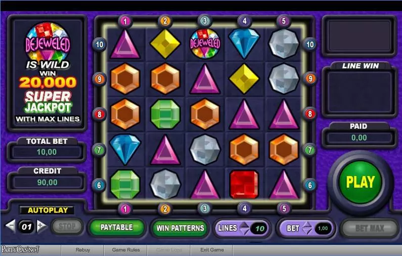 Main Screen Reels - Bejeweled bwin.party Casual game 