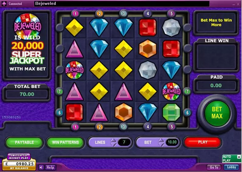 Main Screen Reels - Bejeweled 888 Casual game 