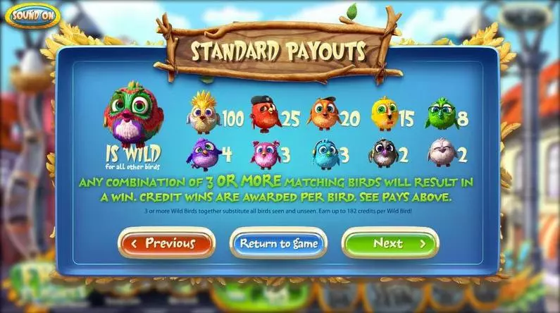 Info and Rules - Birds BetSoft 3D Slot Slots3 TM