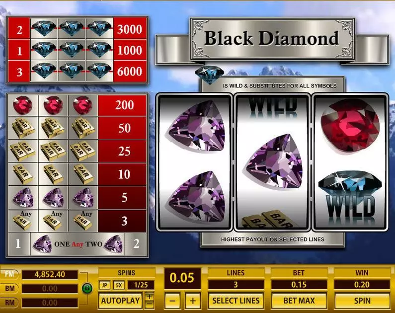 Main Screen Reels - Black Diamond 3 Lines Topgame  
