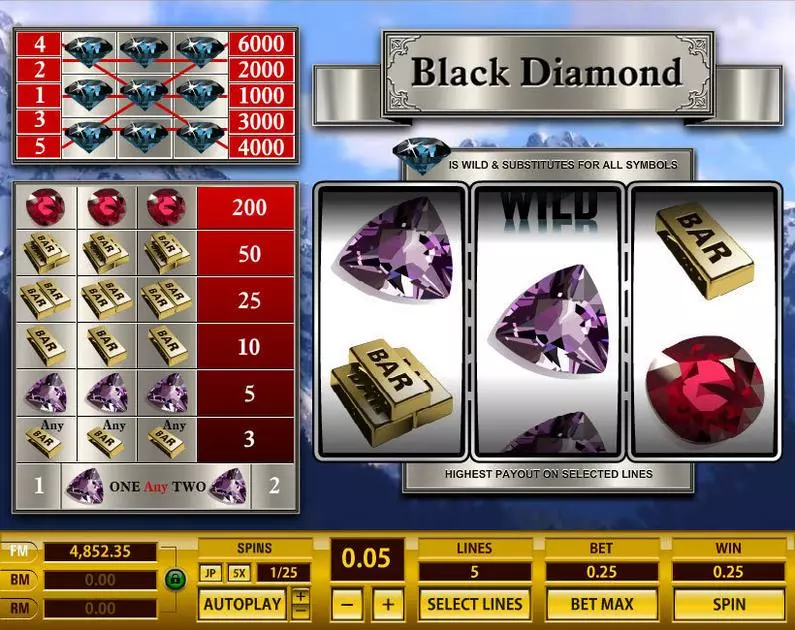 Main Screen Reels - Black Diamond 5 Lines Topgame  