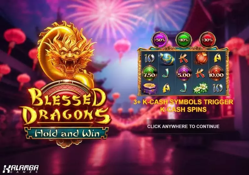 Introduction Screen - Blessed Dragons Hold and Win Kalamba Games  