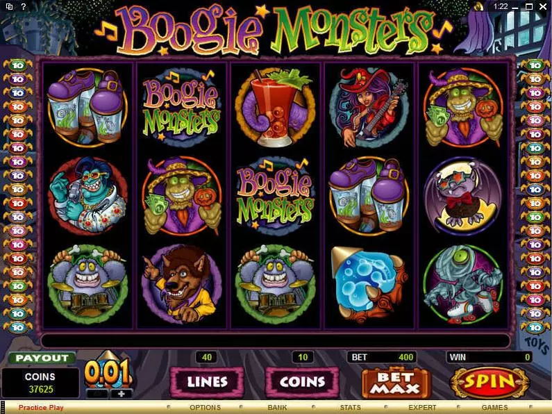 Main Screen Reels - Boogie Monsters Microgaming Coin Based 