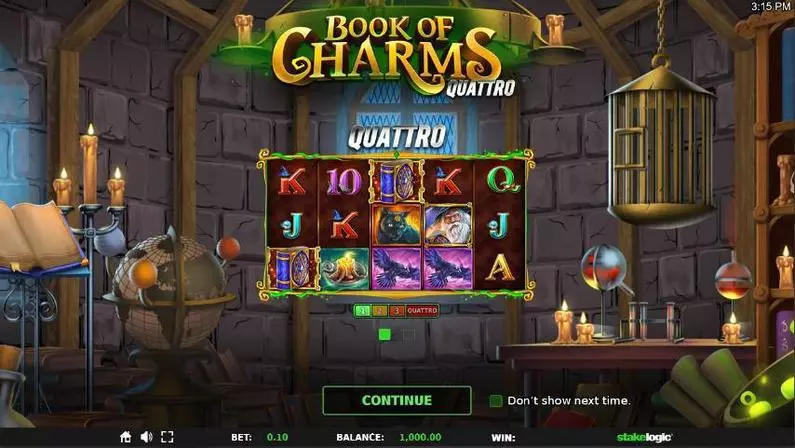 Info and Rules - Book of Charms StakeLogic Multiscreen 