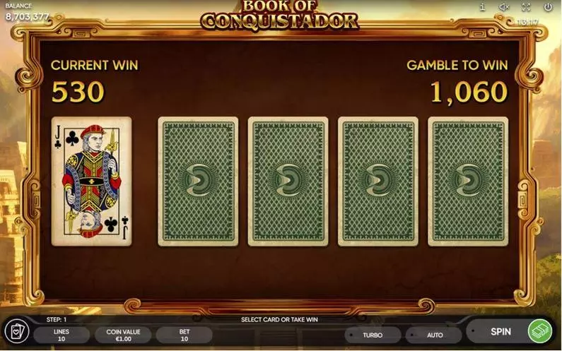 Gamble Screen - Book of Conquistador Endorphina  