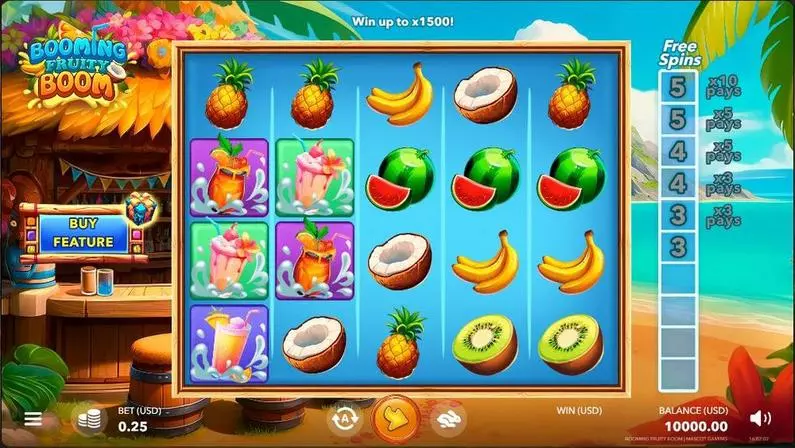 Main Screen Reels - Booming Fruity Boom Mascot Gaming  