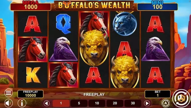 Main Screen Reels - Buffalo's Wealth Win Spins 1Spin4Win  