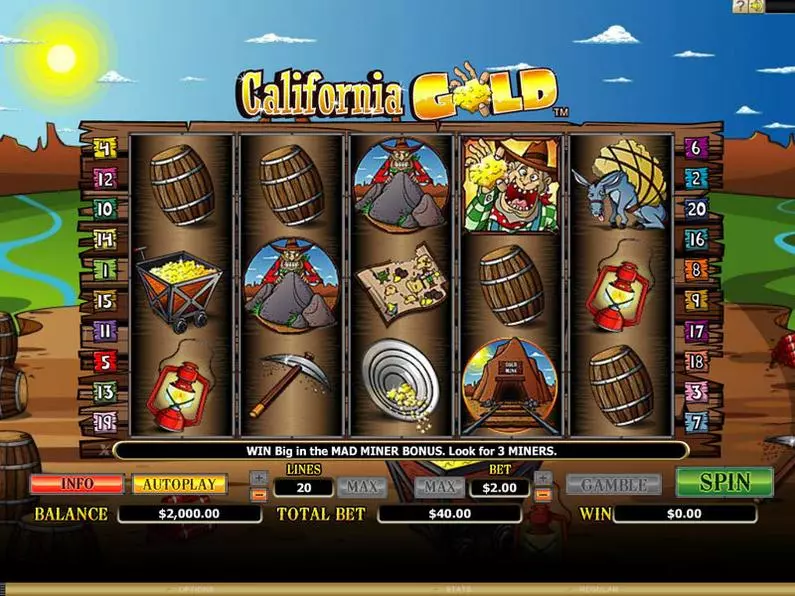 Main Screen Reels - California Gold Microgaming Bonus Round 