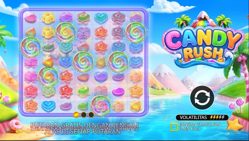 Main Screen ReelsIntroduction Screen - Candy Rush Pragmatic Play Cascading Reels 