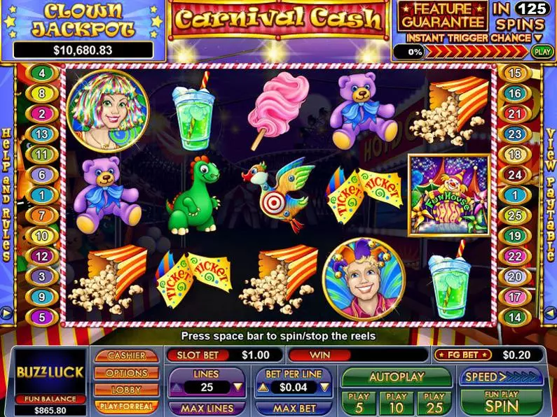Main Screen Reels - Carnival Cash NuWorks Bonus Round 