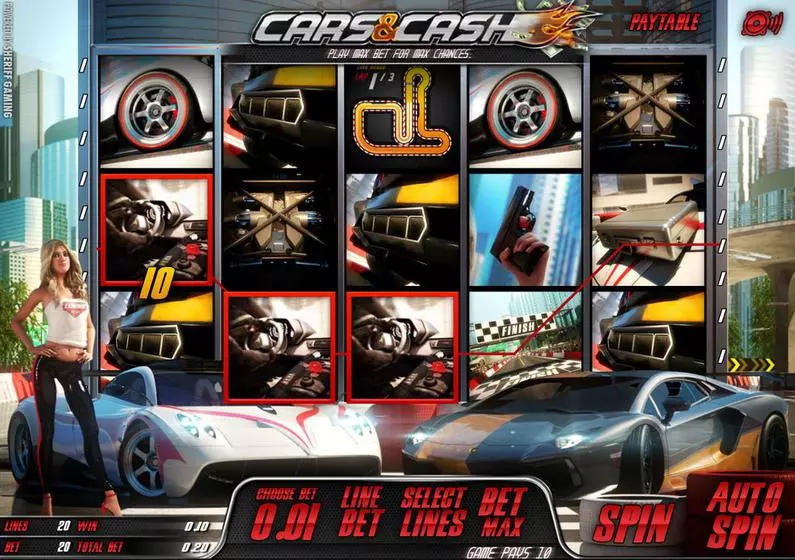 Main Screen Reels - Cars & Ca$h Sheriff Gaming 3D Slot 