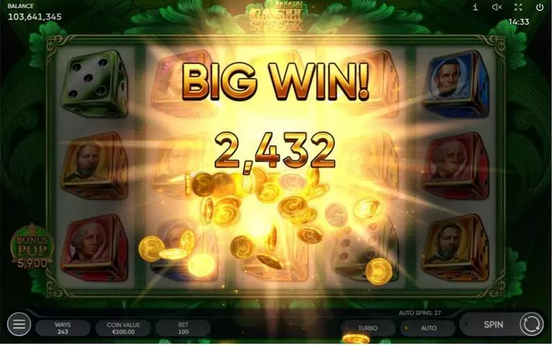 Winning Screenshot - Cash Streak Dice Endorphina  