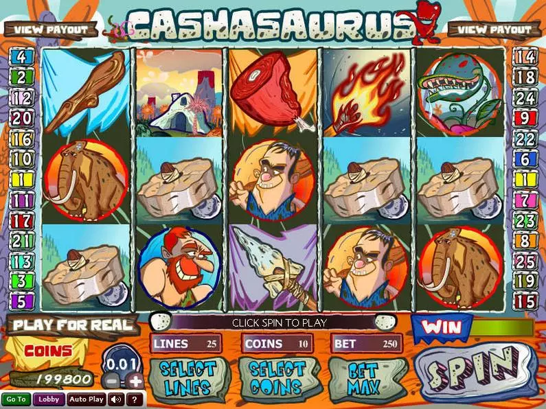 Main Screen Reels - Cashasaurus Wizard Gaming Coin Based 