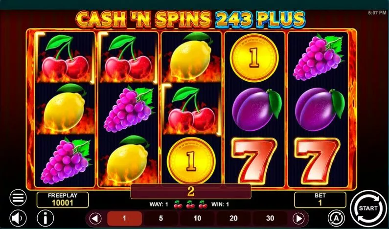 Main Screen Reels - Cash'n Spins 243 Plus 1Spin4Win  