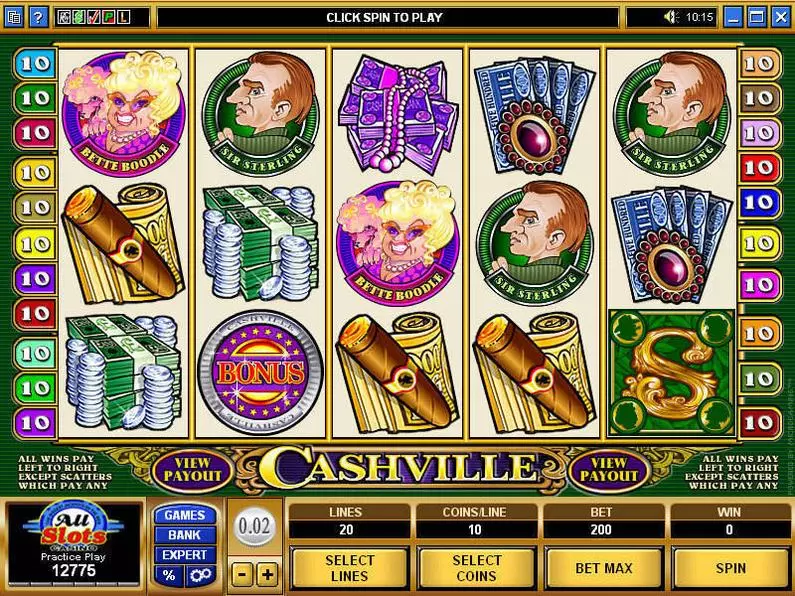 Main Screen Reels - Cashville Microgaming Coin Based 
