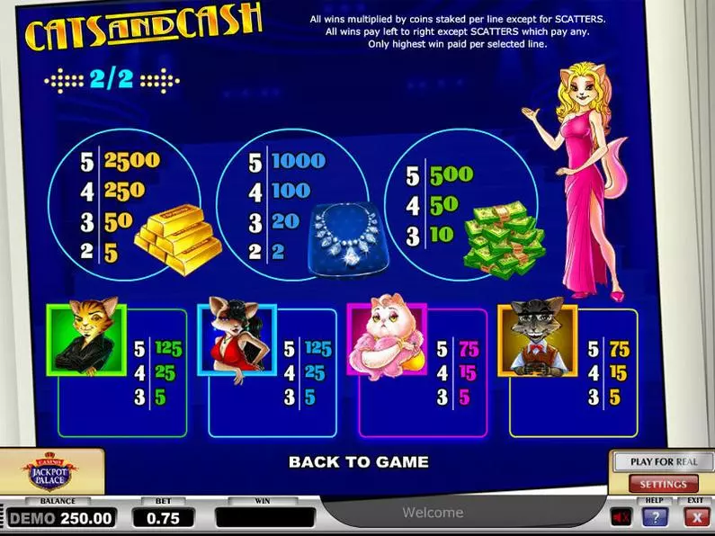 Info and Rules - Cats & Cash Play'n GO Video 
