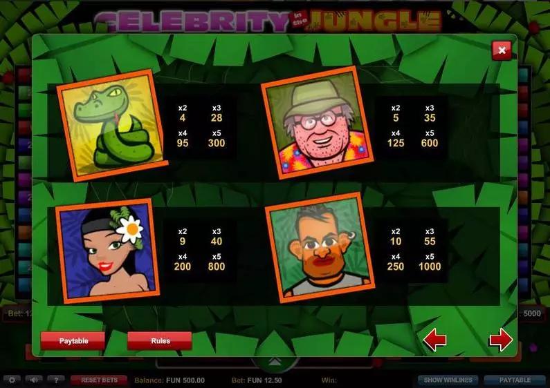 Bonus 1 - Celebrity in the Jungle 1x2 Gaming  