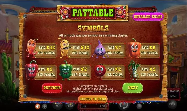Paytable - Chillipop BetSoft  Slots3 TM
