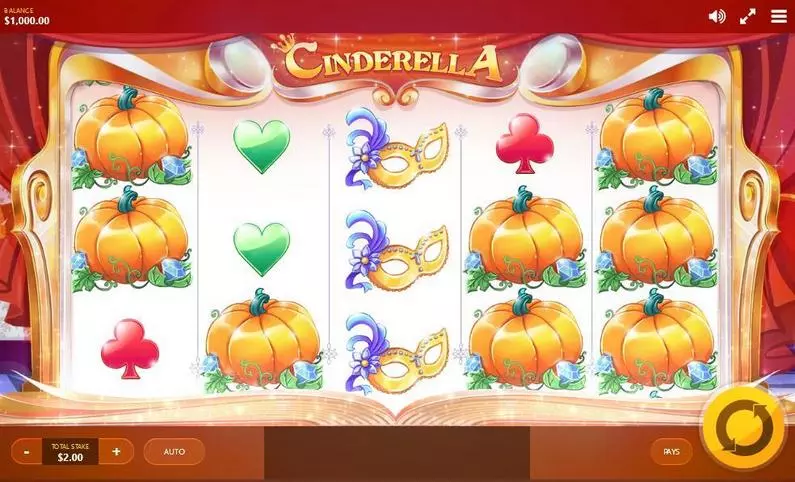 Main Screen Reels - Cinderella Red Tiger Gaming Bonus Round 