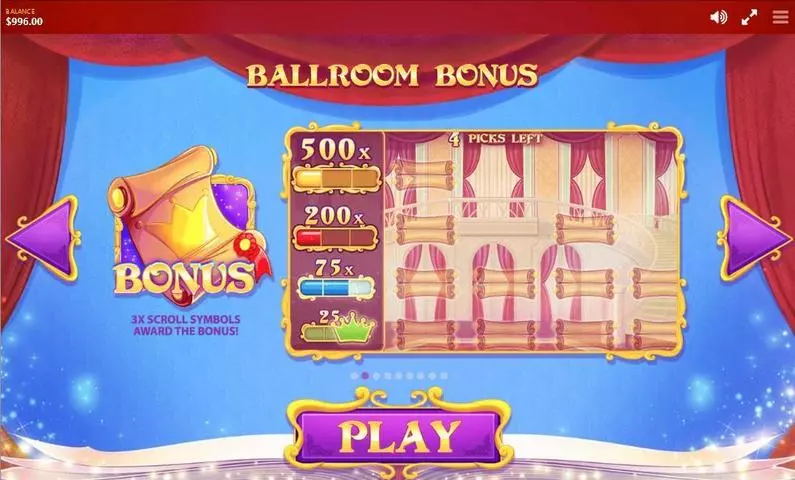 Info and Rules - Cinderella Red Tiger Gaming Bonus Round 