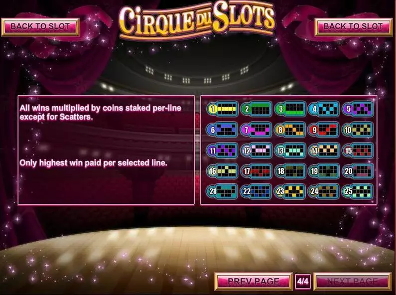 Info and Rules - Cirque du Slots Rival Bonus Round 