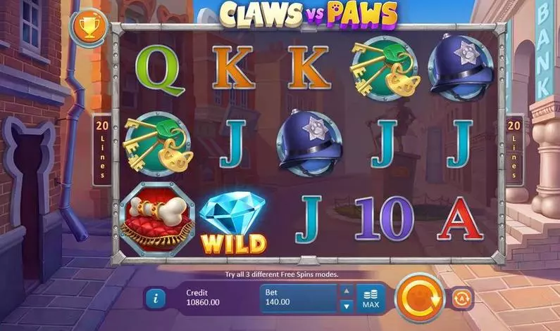 Main Screen Reels - Claws vs Paws Playson Fixed Lines 