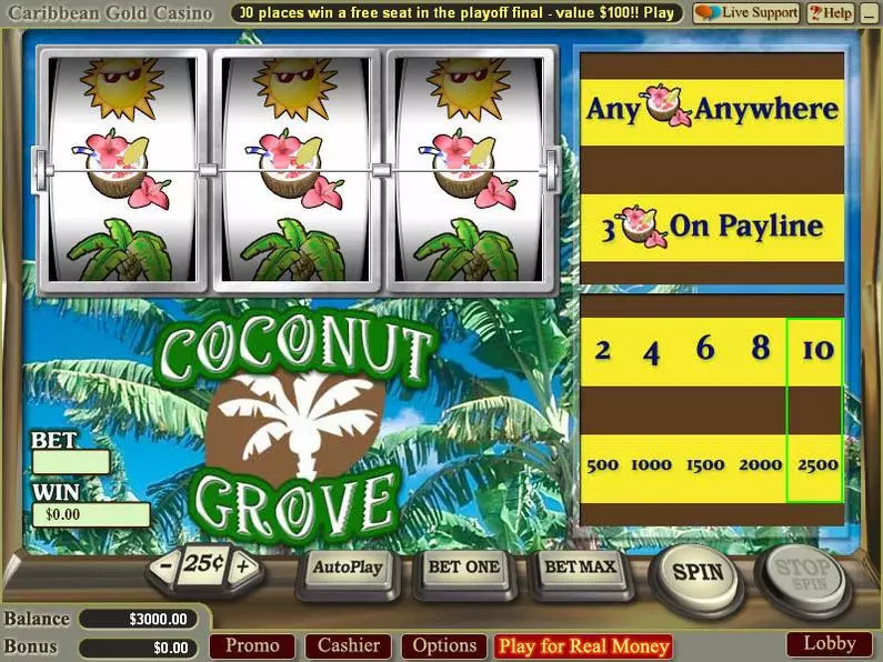 Main Screen Reels - Coconut Grove Vegas Technology Classic 