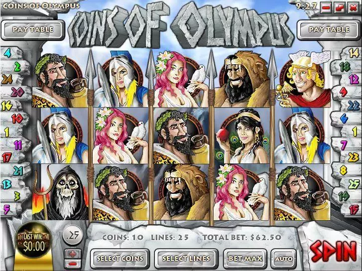 Main Screen Reels - Coins of Olympus Rival Bonus Round 